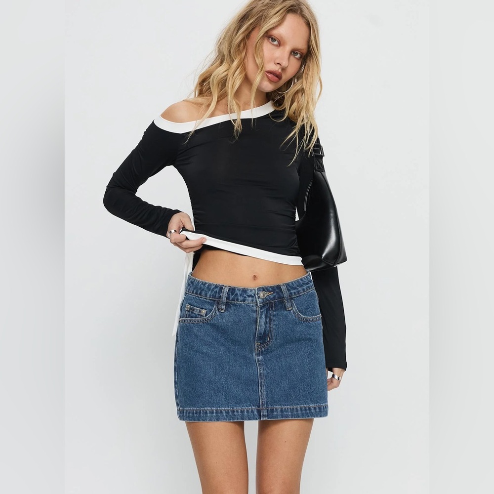 Princess Polly Nickel Denim Mini Skirt Mid Wash‎ NWT Size 12